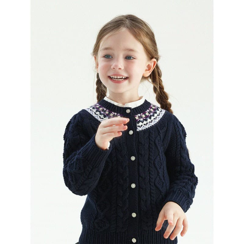 Girls' Fair Isle Wool Blend Winter Retro Cardigan Kids Autumn/Winter Knit Top Baby Sweater