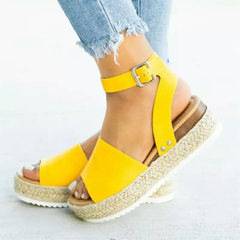 European and American cross-border hemp rope buckle wedge independent station leopard print bottom European and American 2025 plus size women's spring and summer wholesale plus size