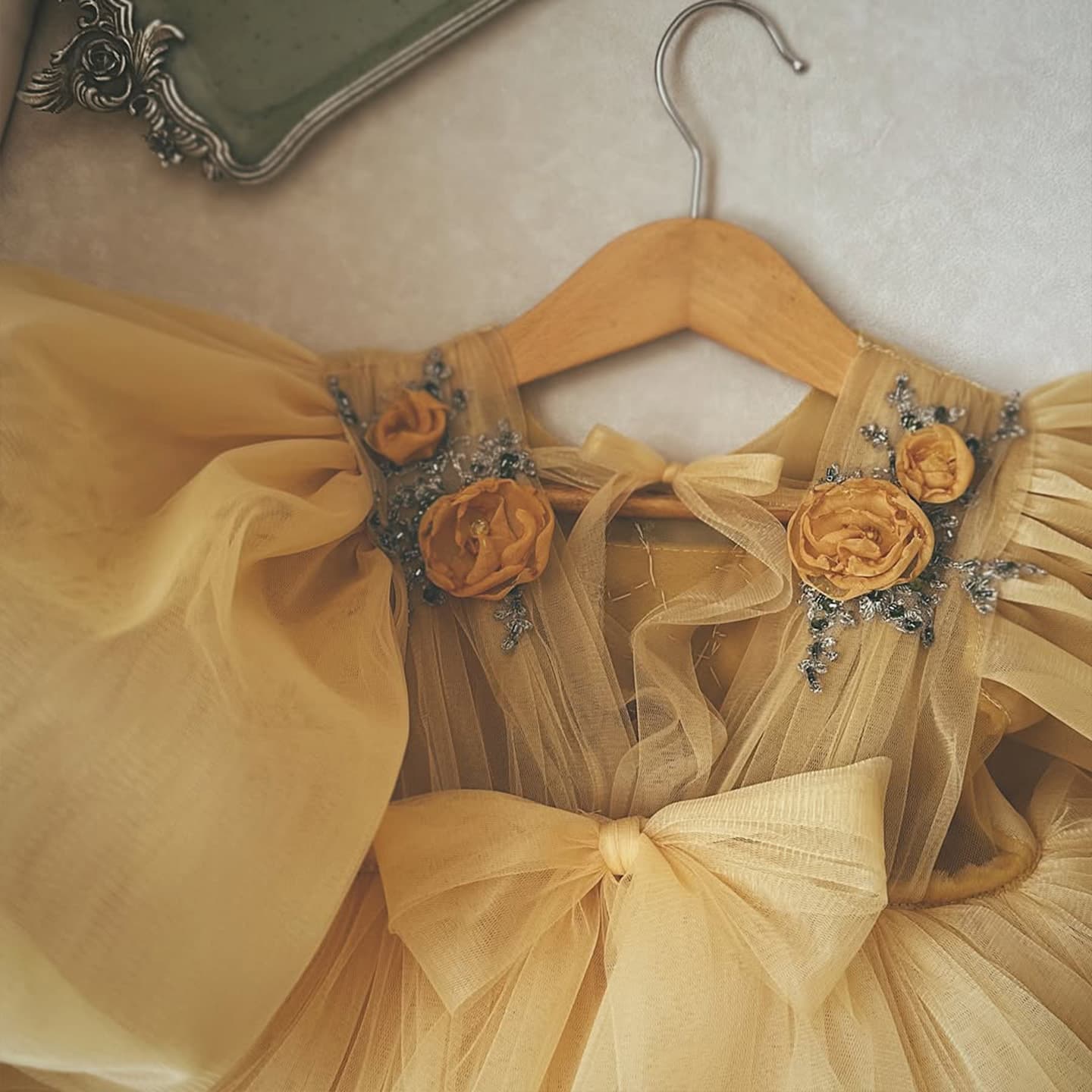 Flower girl wedding dress, tutu skirt, children's princess dress, stylish girl's first birthday dress, performance dress, summer
