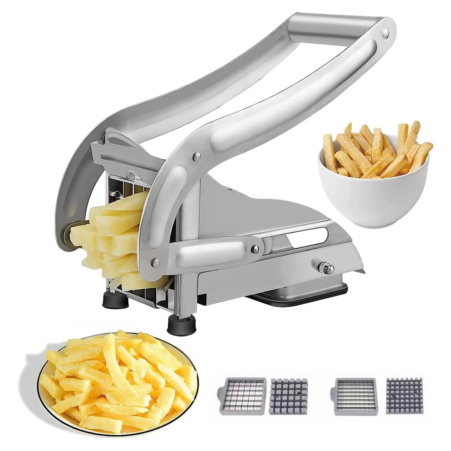 Potato Cutter, Stainless Steel Hand Press French Fry Cutter for Home Use