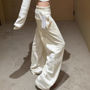 American Casual Lazy Style Wide-Leg Sweatpants for Women Autumn Winter New High Waist Korean Relaxed Loose Drape Floor-Length Pants