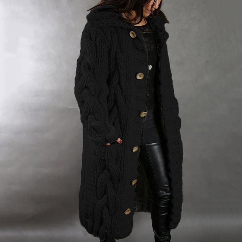 eBay Amazon Wish loose and extra long sweater new knitted cardigan hooded coat for women