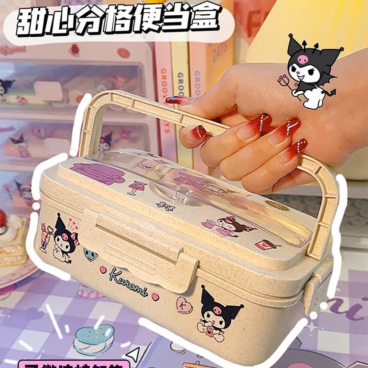 Straw lunch box, a must-have for office workers to bring their own lunch, suitable for children to take to school, large capacity student lunch box for cafeterias.