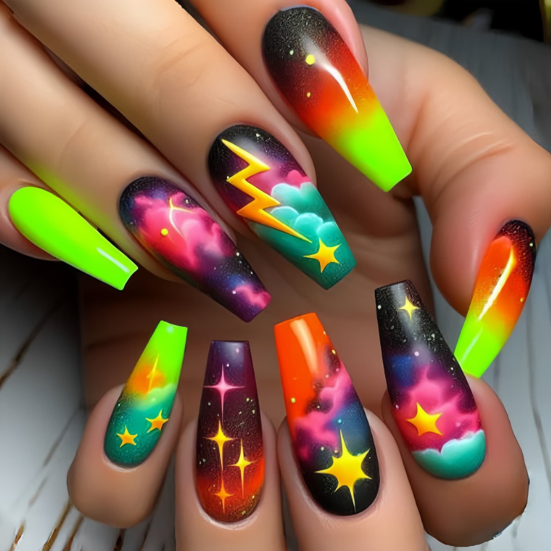 24 Press-On False Nail Tips, 24-Piece Nail Art Set, New Year Nail Design Combo
