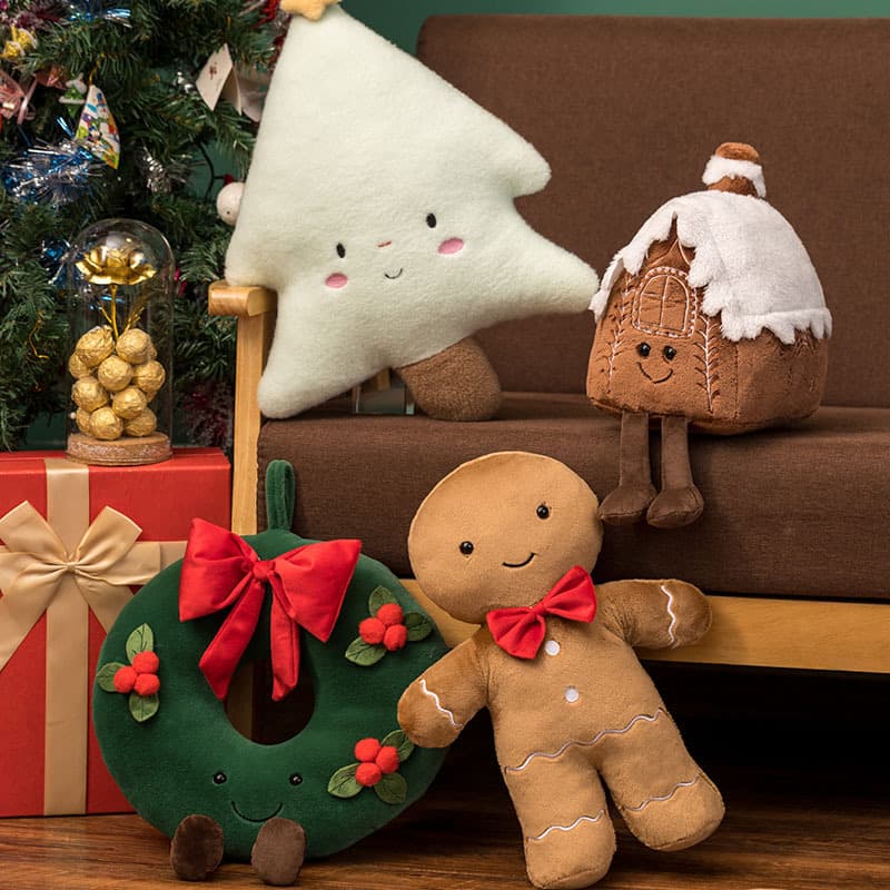 INS Christmas Holiday Decoration Pillow Christmas Tree Doll Apple Ping An Fruit Christmas Garment Pillow Gingerbread Man