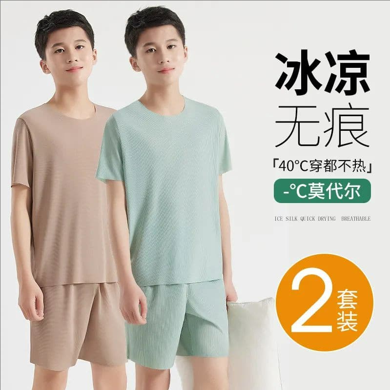 Modal Pajamas Ice Silk Summer Short Sleeve 2025 New Modal Thin Student Youth Home Clothes Suit