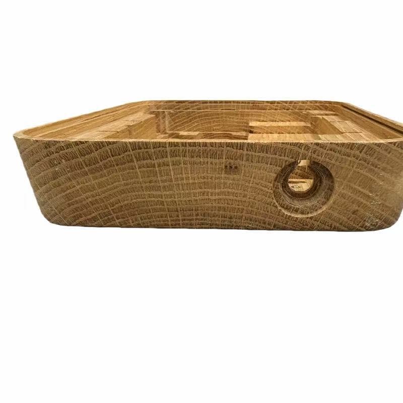 Wood Base for Electronic and Electrical Assembly, Equipped with Internal Nuts and External Power Interface and USB Ports