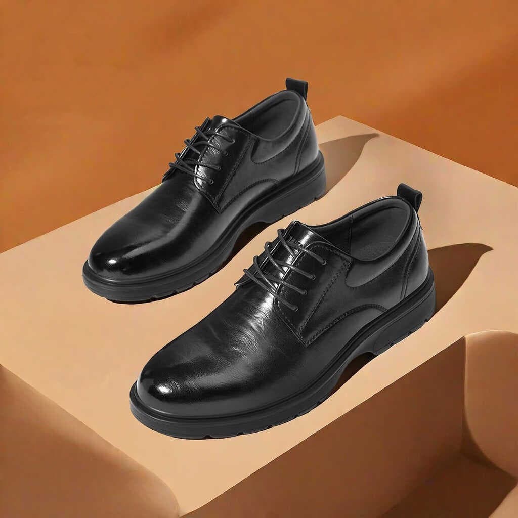 Cross-border E-commerce Spring/Autumn Men's Leather Shoes Lace-up British Thick Sole Business Dress Shoes Interview Groom Wedding Men's Shoes