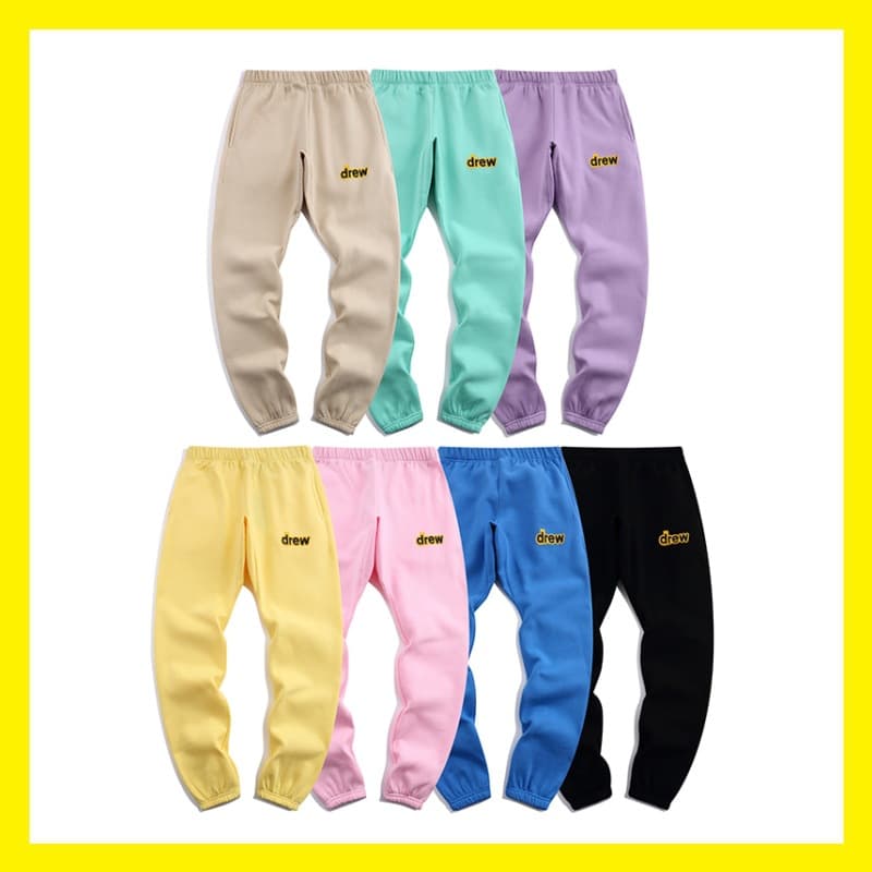 DREW Justin Bieber Same Smiley Face Long Pants Couple Unisex High Street Casual Sweatpants