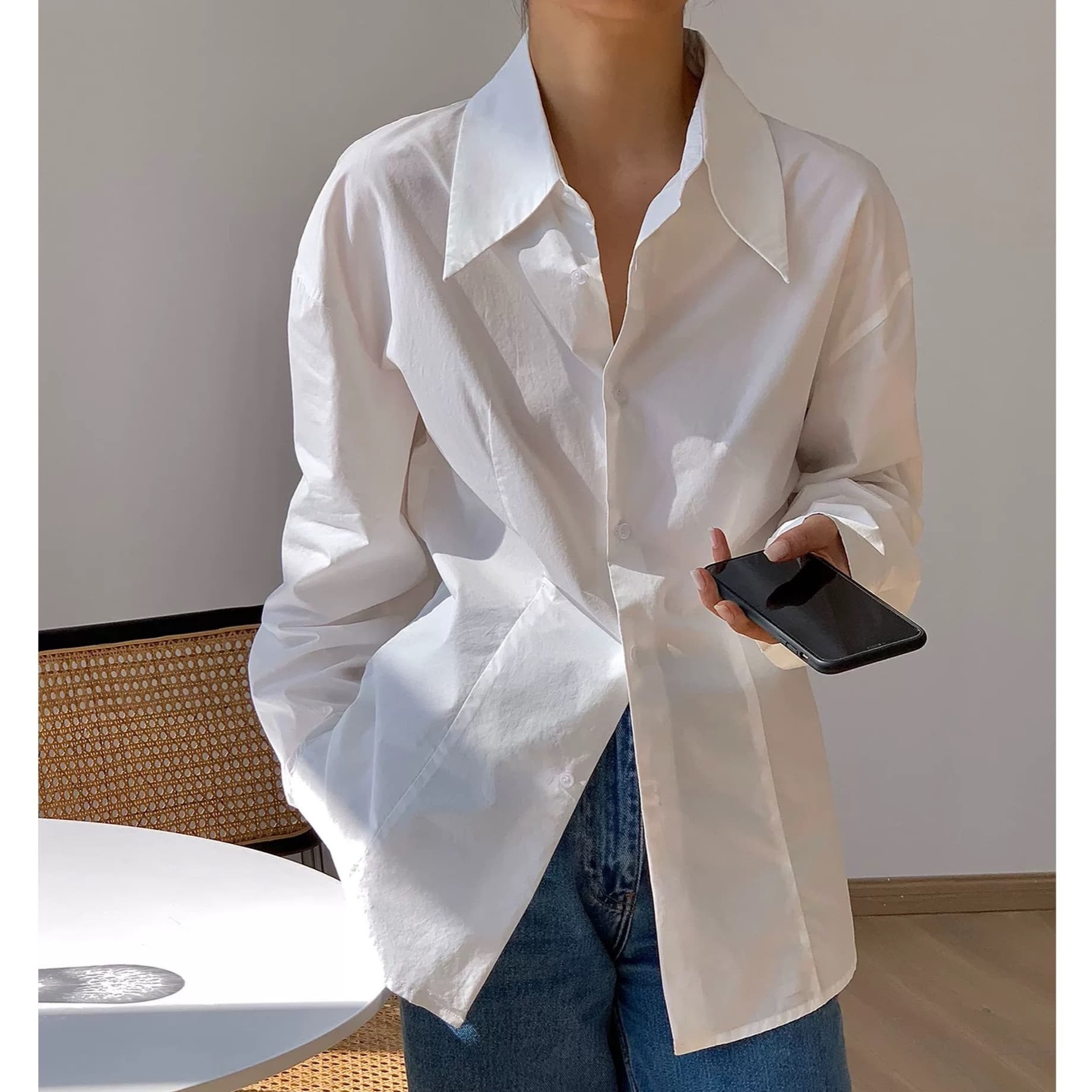 Women's Casual Large Collar Shirt Spring Autumn Style 2025 New Waist-Cinching Design Flip-Collar Outerwear Top