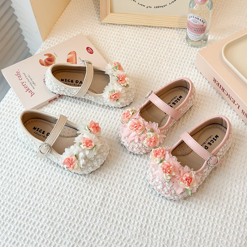 Girls' Floral Leather Shoes 2026 Spring/Summer New Korean Style Princess Shoes Children's Soft Sole Casual Shoes French Style Loafers