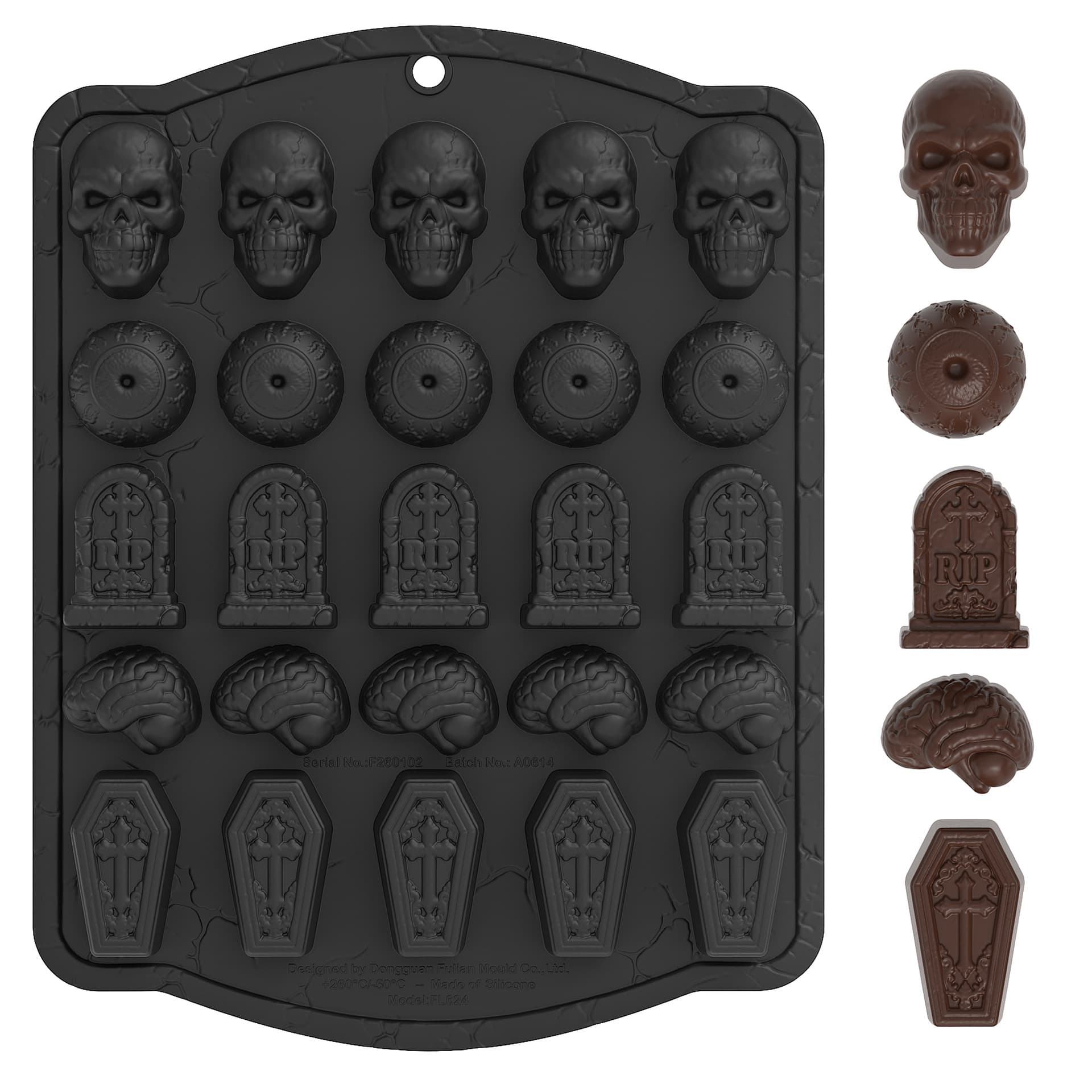 Cross-border new product Halloween skull chocolate mold silicone brain tombstone baking cake mold diy glue mold