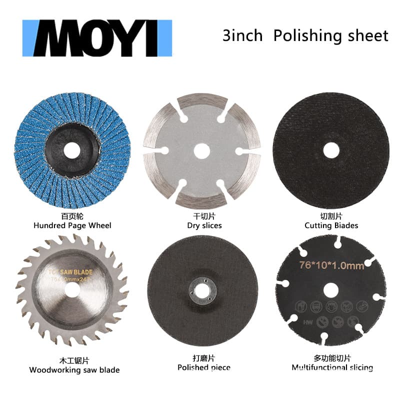 3-Inch 75mm Angle Grinder Cutting Disc, Grinding Wheel, Wood Blade, Glass Blade, Tile Blade, Stone Blade, Multi-Function Saw Blade