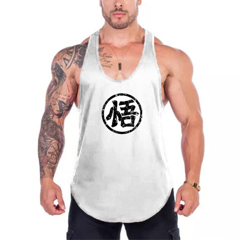 Summer Fitness Quick-Dry Thin Strap Vest Men's Racerback Loose Fit Muscle Show Dragon Ball Character Word Fast-selling on AliExpress
