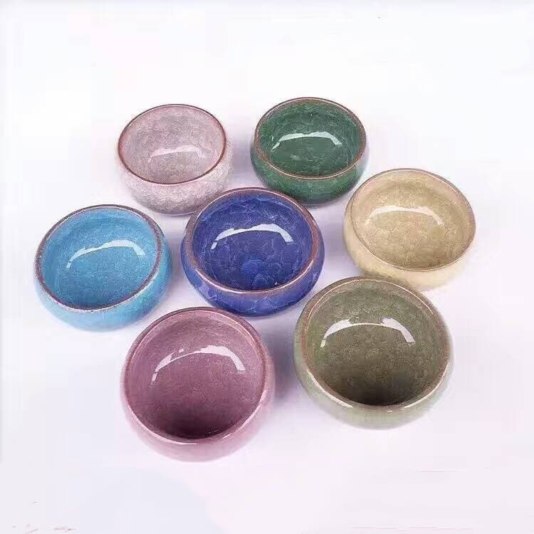 Multi-functional Crackle Glaze Ceramic Mini Brush Washer, Jingdezhen Shallow Ink Dish, Holder for Brushes and Ink