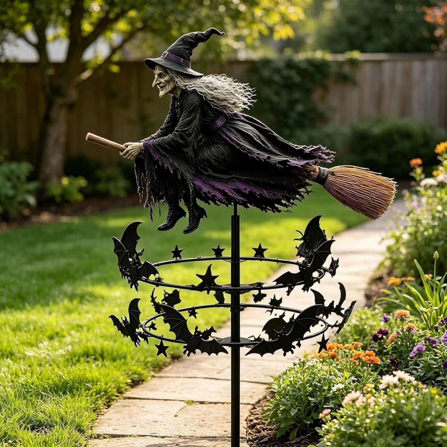 Cross-border independent new hot witch garden wind spinner witch garden windmill courtyard insert