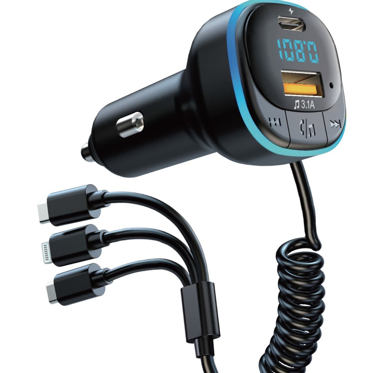 1-to-5 Car Bluetooth MP3 Player, Car MP3 Player, Bluetooth Hands-Free, Car FM MP3 with Card Slot