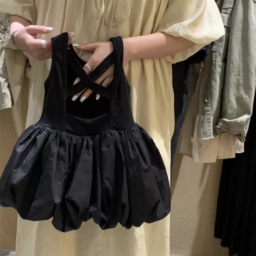 Ningli Children's Dress Little Black Dress for Girls Korean-style Bud Dress Kids Puffy Skirt Vest Dress Fashionable