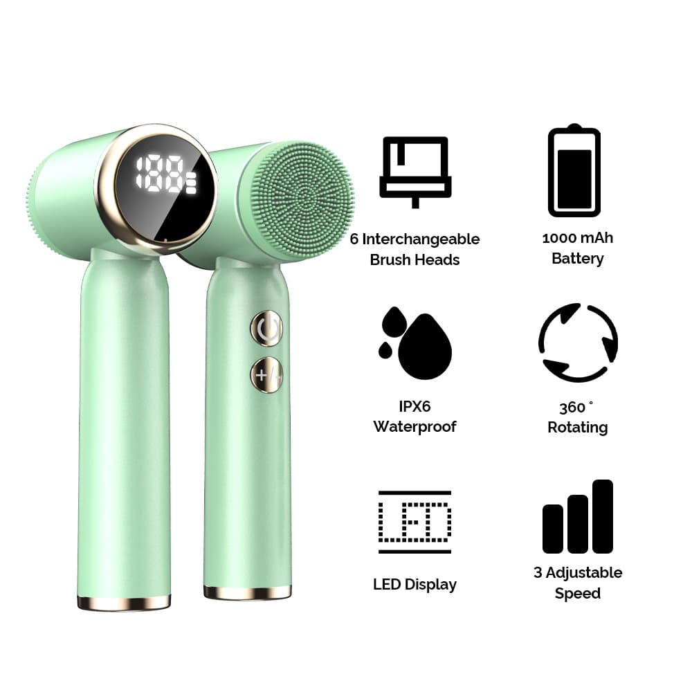 Cross-border best-selling electric facial cleansing brush with three speed settings, rotating and rechargeable, waterproof silicone, for facial pore cleansing.