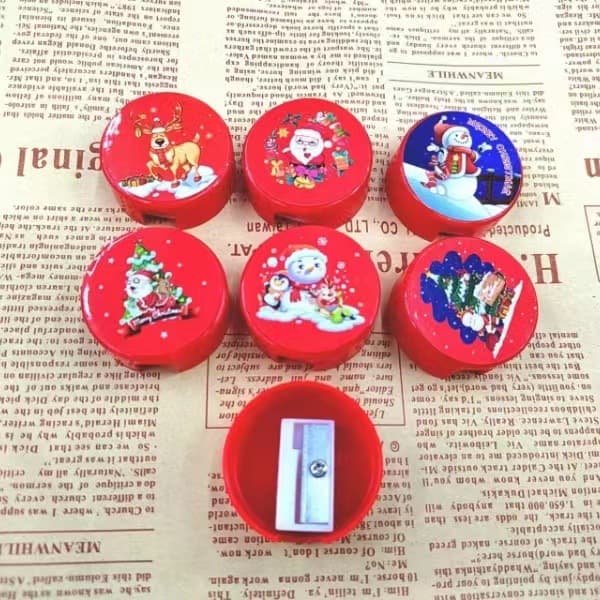 New Cross-Border Christmas Single-Hole Plastic Round Pencil Sharpener Manual Pencil Sharpener Simple Portable