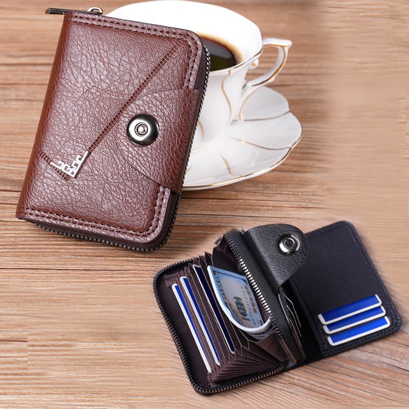 Cross-Border Men's Wallet Card Holder Multi-Slot Casual Mini Zipper Wallet Short New Coin Purse