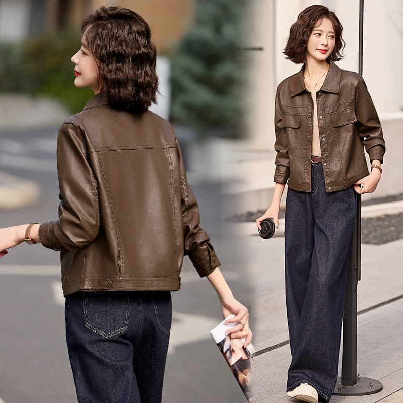 Haining Vegetable-Tanned Sheepskin 2025 Spring/Autumn New Genuine Leather Jacket for Women Petite Casual Blazer Short Coat