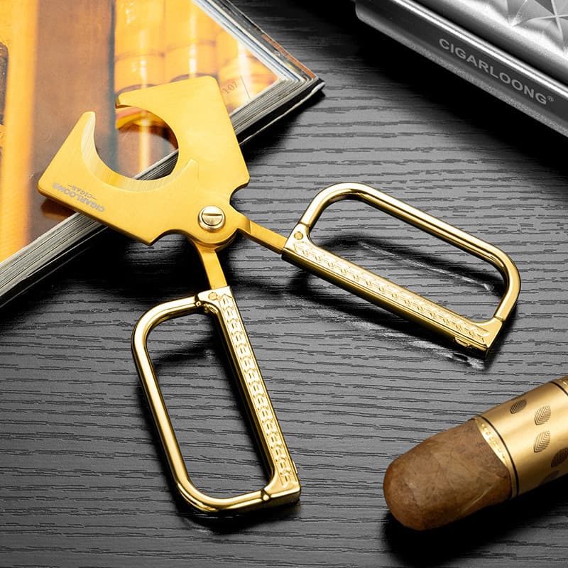 Jialong Cigar Scissors with Sharp Blades, Portable Cigar Scissors, Cow Leather Cigar Knife Set, Exquisite Gift Box