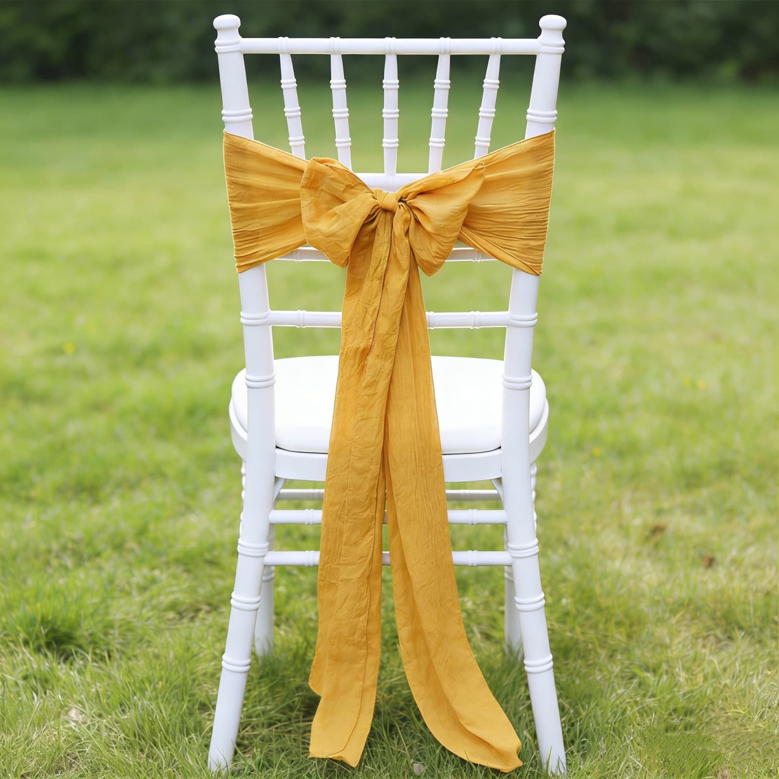 Polyester-cotton crepe chair back flower wedding event restaurant atmosphere decoration chair ribbon sash cross-border manufacturer