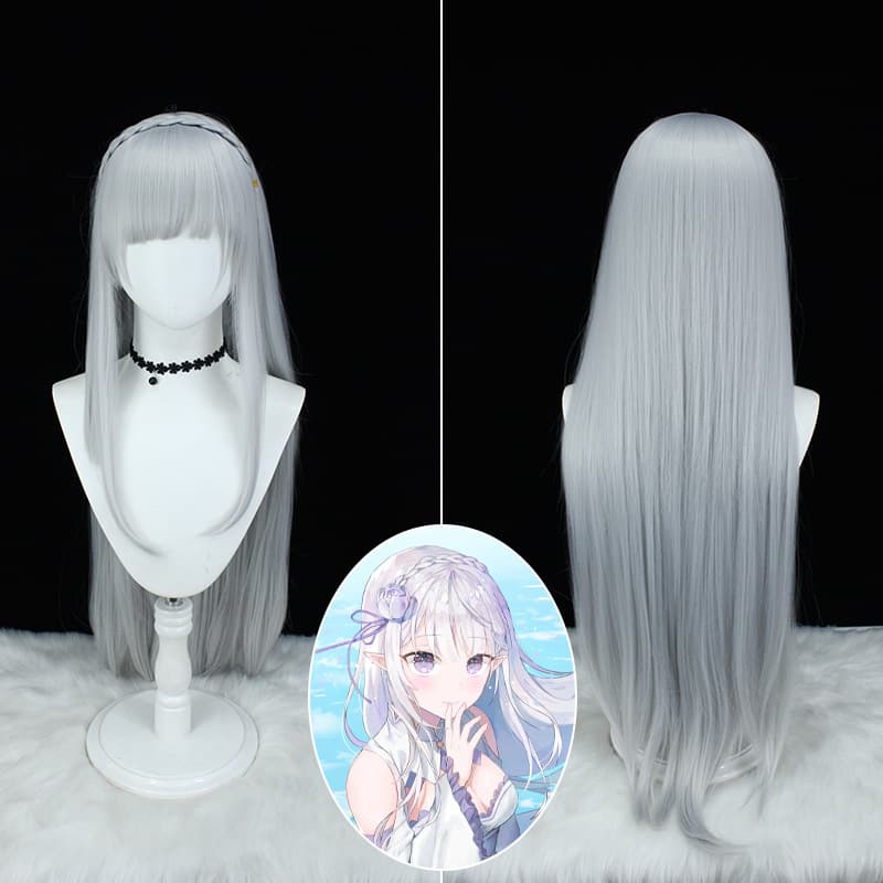 Floating Art Life in a Different World from Scratch Emilia Cos Wig One Meter Long Straight Hair In Stock