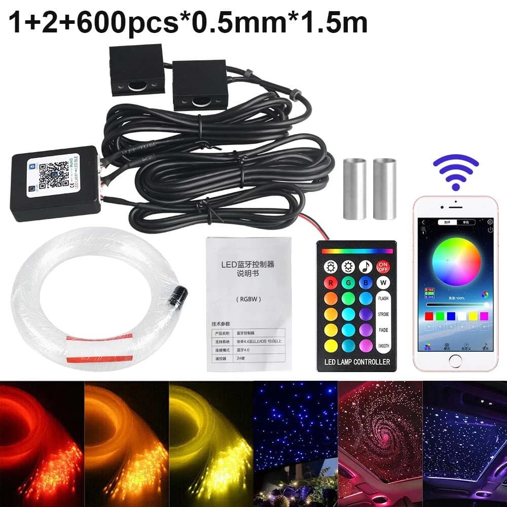LED light source machine fiber optic cable set RGBW car starry sky light mobile phone app voice control remote kit