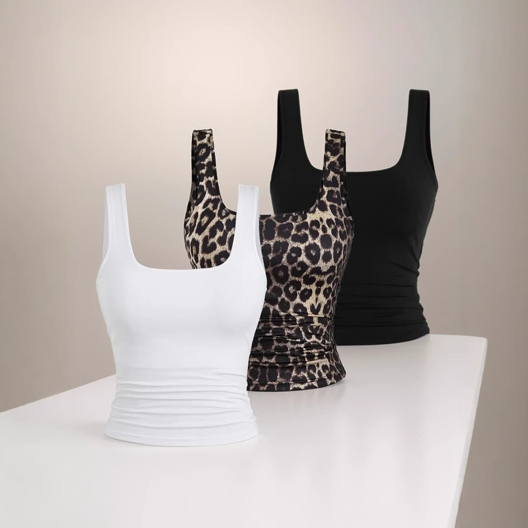 2025 New Cross-Border Trade Amazon Plus Size Women's Clothing Amazon Byte TikTok Leopard Print Camisole Top