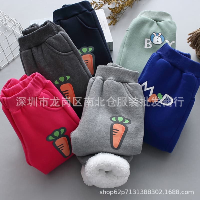 New product wholesale: Paojianghu thickened fleece-lined children's thermal pants, long style, affordable clothing supply for rural areas