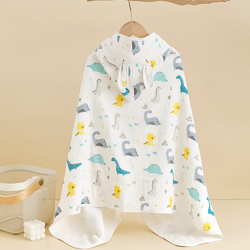 New Spring Summer Baby Hooded Cape Towel Four-Layer Gauze Cotton Hooded Wearable Poncho