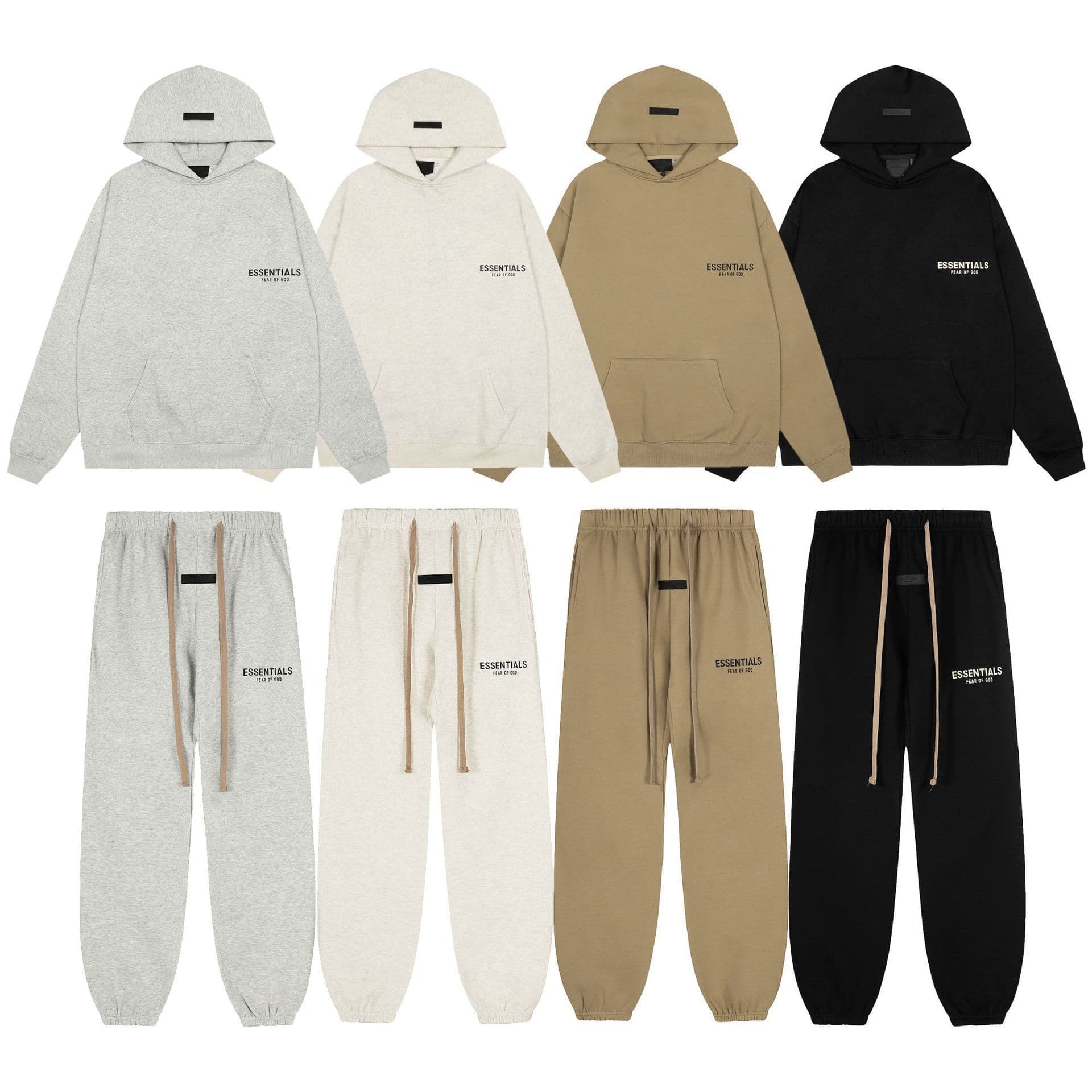 FOG double line ESSENTIALS three-dimensional silicone letter sweatshirt hoodie sports trousers casual suit men and women trendy