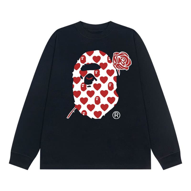Trendy brand cross-border wholesale supply foreign trade 300g heavyweight BAPE ape head long-sleeved T-shirt shark top T-shirt 2
