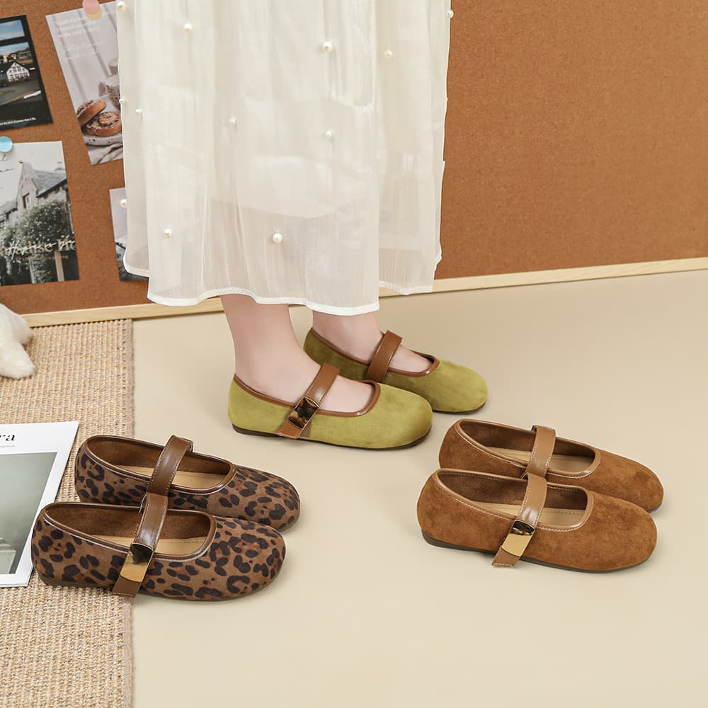 French-style shallow-cut gentle evening breeze Mary Jane shoes for women, 2026 spring/summer new arrival, round toe, flat heel, pairs with dresses, Birkenstock-style loafers