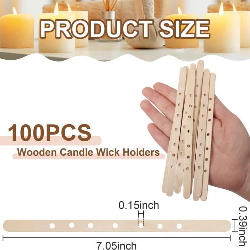 Handmade DIY Scented Candle Wooden Wick Holder Extended DIY Cup Candle Perforated Wood Stick Wax Cotton Wick Positioner