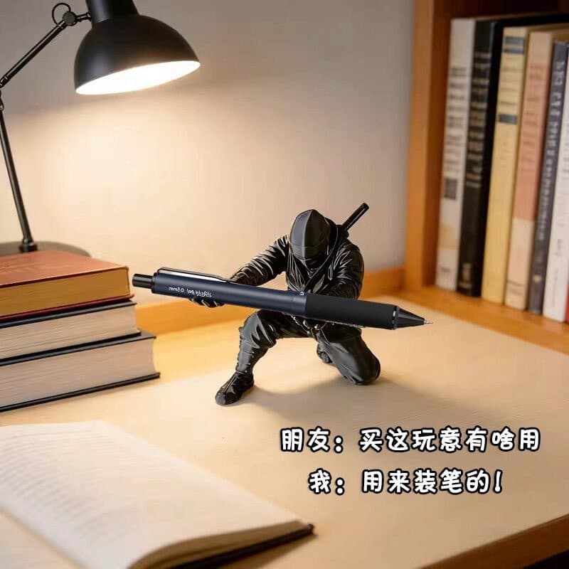 3D Printed Pen Holder Ninja Figurine Desk Organizer Creative Desktop Decoration Ninja Pen Stand