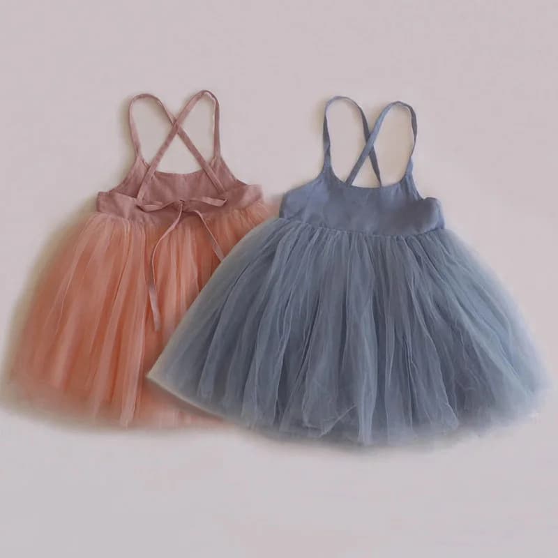 Summer Princess Dress for Kids Cute Sweet Tied Ribbon Skirt Baby Dress Soft Treatment Cotton Lining Suitable for Ages 1-3