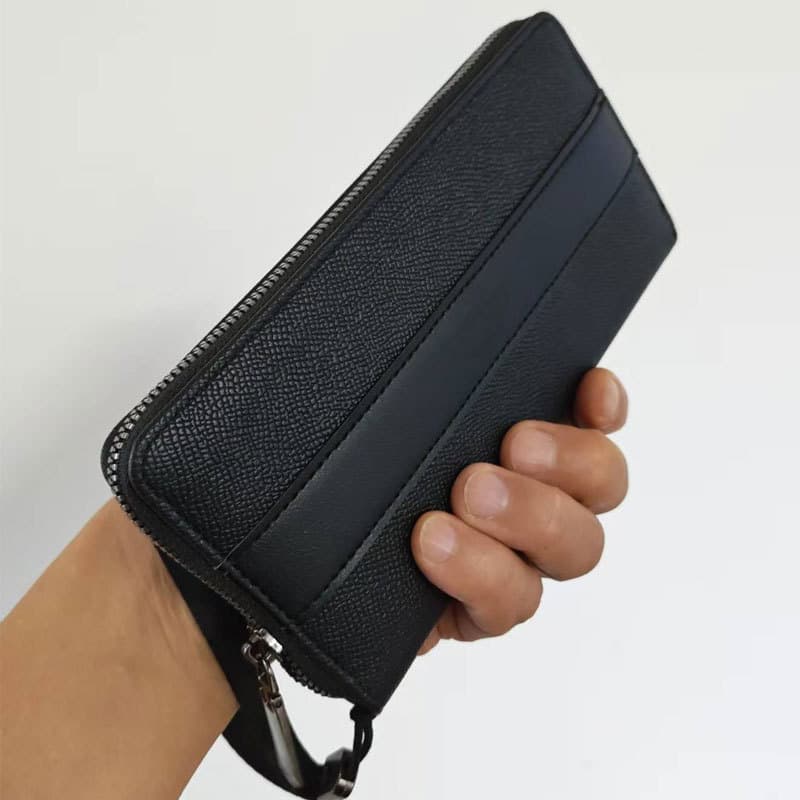 New Men's Handbag with Lychee Grain PU, Multi-Card Slots, Casual Long Wallet, Multi-functional Phone and Coin Purse