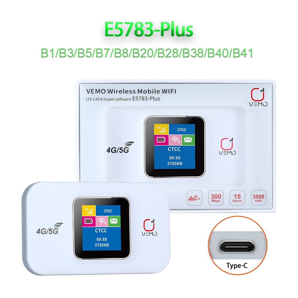 E5783 Car Mobile WiFi 3000mAh Wireless 4G with Screen, SIM Card Portable Router, Taiwan B28A in Stock