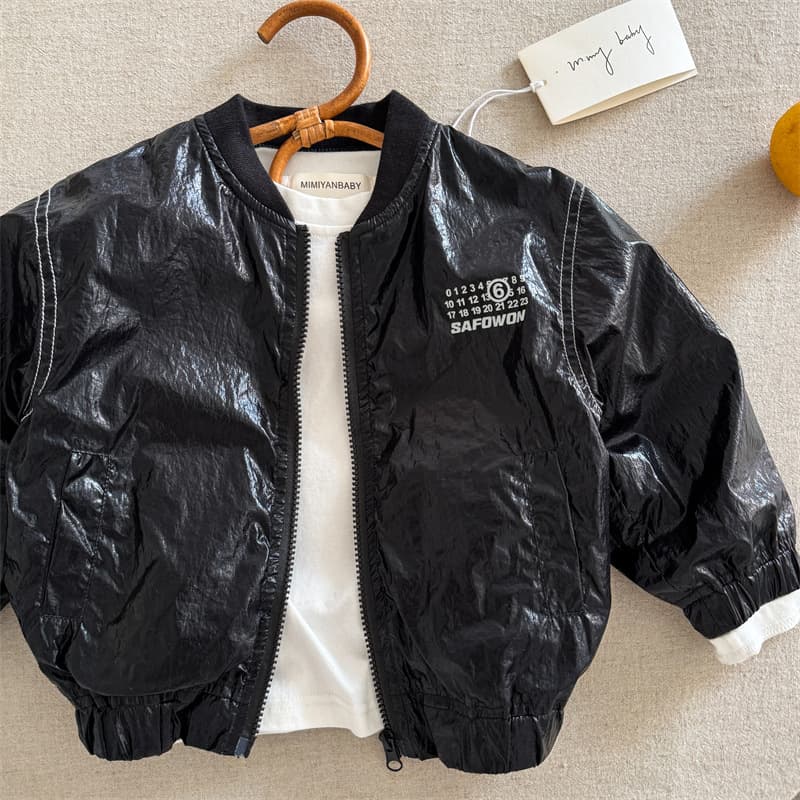 2026 New Spring Collection Kids' Shiny Leather Printed Jacket, Baby Short Zipper Jacket for Boys and Girls, Trendy