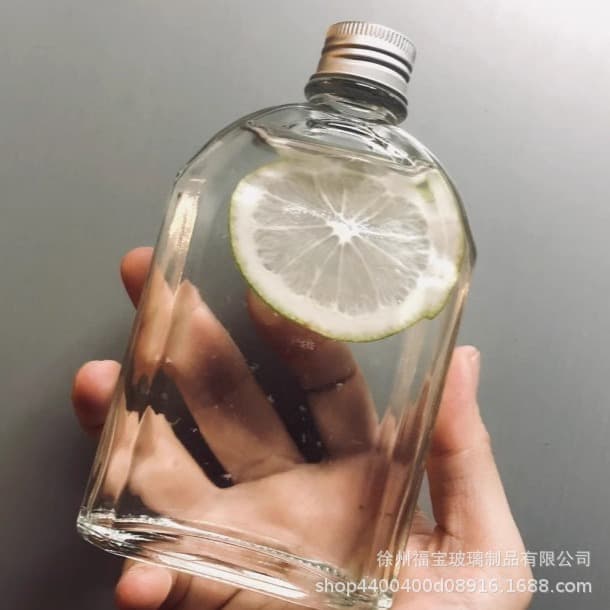 New 250ml glass small wine bottle cold brew milk tea cold brew coffee beverage glass beverage bottle flat square slanted shoulder bottle
