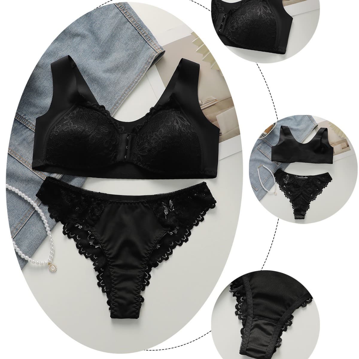 Plus-size European and American cross-border push-up bra with front clasp, fixed cups, lift and support, beautiful back, lace vest style bra for women