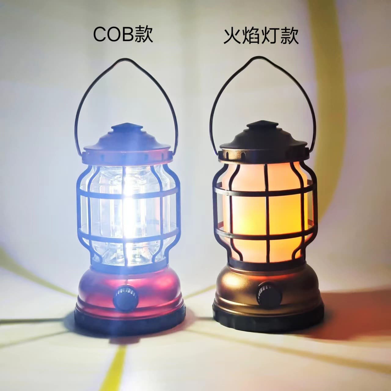 Cross-border Outdoor Horse Lantern Waterproof Lighting COB Tent Lamp Landscape Light Rechargeable Retro LED Camping Flame Light