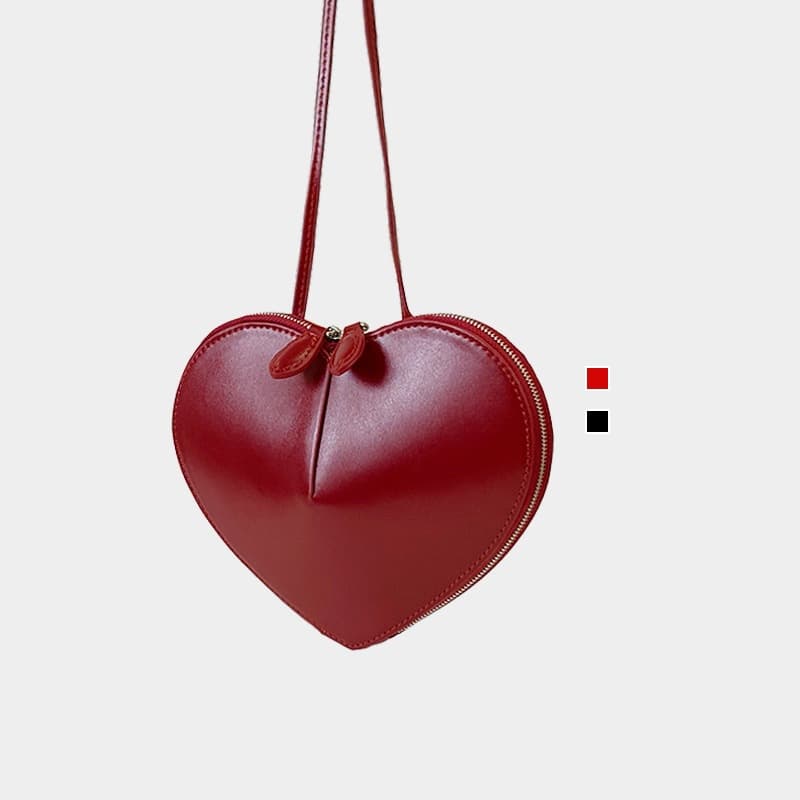 Red Heart-Shaped Bag, Cell Phone Bag, Lipstick Bag, Single Shoulder Crossbody Bag, Niche High-End Style for Women, Gift for Girlfriend