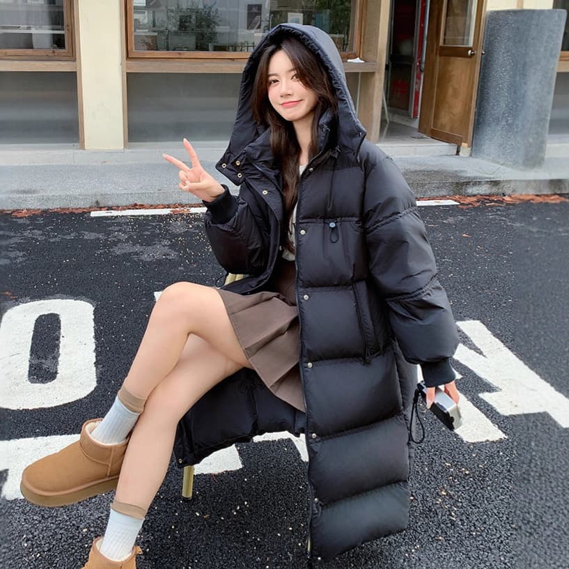 2025 New Korean Style Extra Large Women's Wear 200 Jin Long Knee-Length Graphene Big Quilt Down Jacket Coat 231