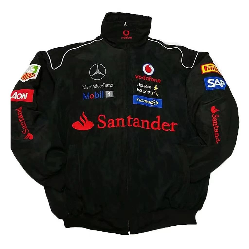 F1 cross-border American retro motorcycle riding printed jacket MercedesBZ Benz zipper jacket