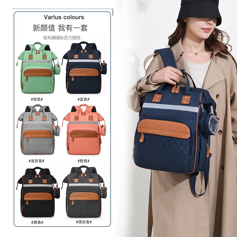 Large Capacity Mom Backpack, Maternity Diaper Bag, Solid Color Outdoor Backpack, Cross-Border Best-Selling Baby Bottle Bag