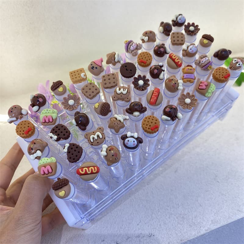 Brown Cartoon Transparent Tube Eyelash Brush Independent Mini Cute with Tube Eyelash Brush Small Comb Eyebrow Brush